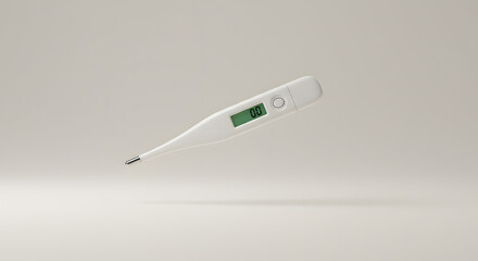 Obraz premium Floating Digital Thermometer on White Background