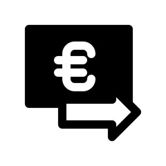 Euro Currency Payment Symbol with Arrow in Black Minimalist Style