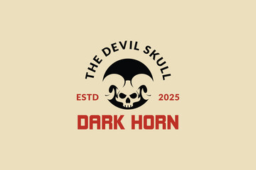 Obraz premium devil skull logo design template, logo icon vector illustration silhouette