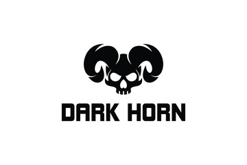 devil skull logo design template, logo icon vector illustration silhouette