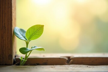 Seedling thriving in repurposed wood
