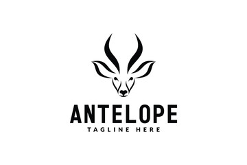 antelope head logo design template, logo icon vector illustration silhouette