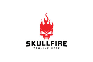 skull fire logo design template, logo icon vector silhouette illustration