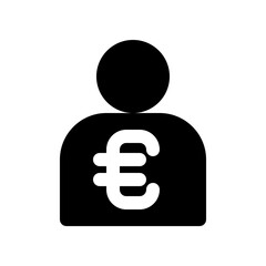 Minimalistic Icon Depicting Financial User with Euro Currency Symbol
