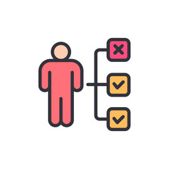 Person Making Choices With Checkmarks And An X On A Transparent Layout