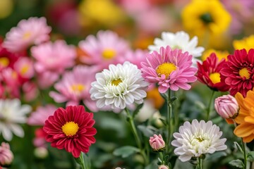 Obraz premium Vibrant cluster of colorful flowers