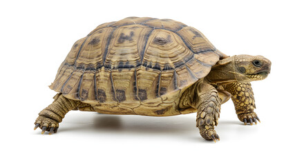 Obraz premium Tortoise Walking on White Background - Reptile Profile