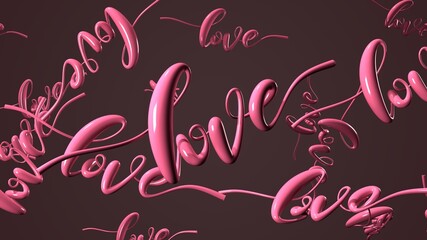 Text Loves in pink.
3DCG abstract illustration.
