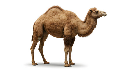 Majestic Bactrian Camel against White Background