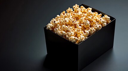 Elegant popcorn icon in a glossy black box, luxury theme