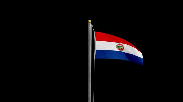 パラグアイの国旗が奥から手前に来ます。背景は黒です。