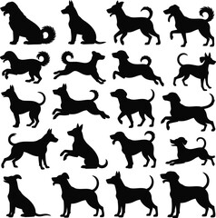 vector, isolated black silhouette of a dog