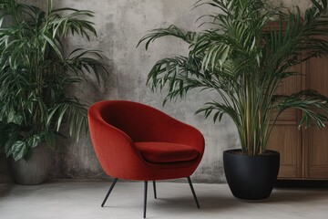 Modern red armchair in a stylish interior