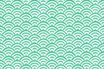 Hand drawn Japanese wave pattern background, Cute Japanese pattern wallpaper, Seamless vector material/手描き風の青海波の背景、かわいい日本の和柄模様