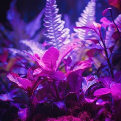 A vibrant, purple-toned plant showcases intricate leaf details.