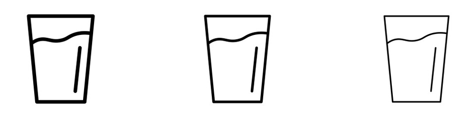Water glass icons. modern minimalist symbol outline vector flat style