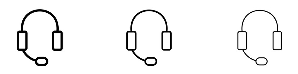 Support headset icons. modern minimalist symbol outline vector flat style
