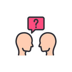 Conceptual Illustration Of Two People Questioning Each Other Thoughts