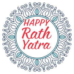 Line art of chariots paired with festive lettering for the sacred rath yatra artwork