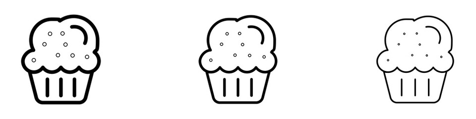Cupcake icons. modern minimalist symbol outline vector flat style