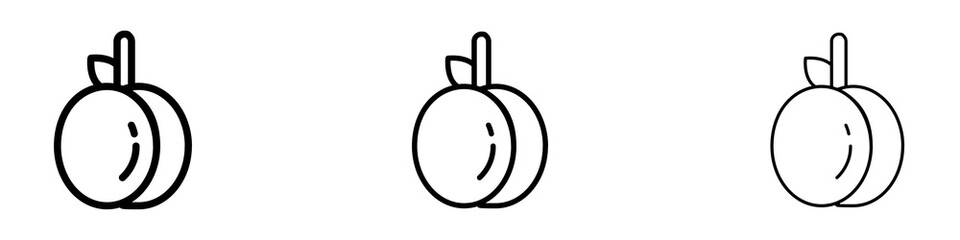 Apricot icons. modern minimalist symbol outline vector flat style