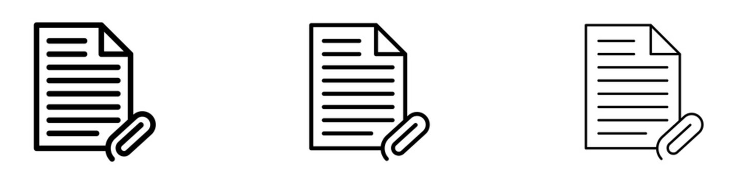 Attach document icons. modern minimalist symbol outline vector flat style