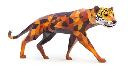 Fototapeta premium Geometric design of a walking jaguar.