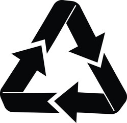 Black Recycling Symbol Icon Isolated on White Background Vector