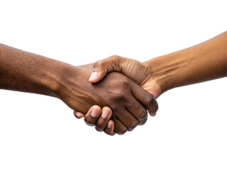 Diverse Hands Shaking in a Symbolic Gesture of Trust and Partnership on a Transparent Background