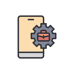 Mobile Application Optimization With Briefcase Inside A Cogwheel