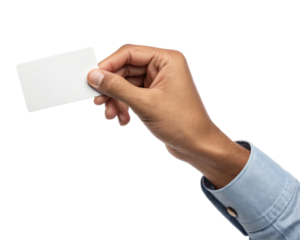 Hand Holding Blank Card Against Transparent Background for Business Presentation and Branding