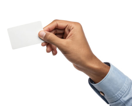 Hand Holding Blank Card Against Transparent Background for Business Presentation and Branding - Powered by Adobe