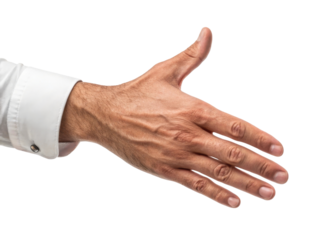 Inviting Hand Gesture of a Man in a Formal Shirt with Blank Background for Business Interaction