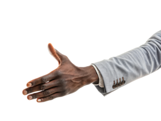 Outstretched Hand Gesture Signifying Welcome and Business Agreement in Professional Setting