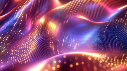 Obraz premium Vibrant waves of color and light showcase dynamic patterns in a digital space during a nighttime display