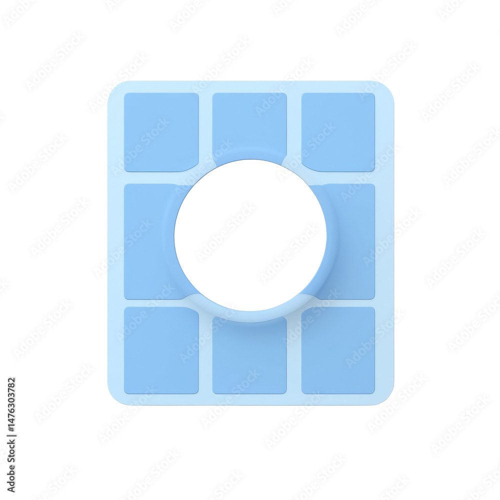 Aufkleber minimalist abstract composition featuring a light blue grid and central circular opening, modern des