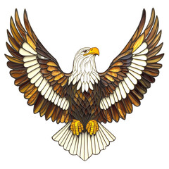 Obraz premium Majestic stained glass eagle soaring, artistic representation of avian grace, symbol of freedom