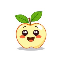 Obraz premium illustration of apple cute cartoon icon isolated