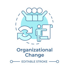 Organizational change soft blue concept icon. Digital transformation, restructuring. Round shape line illustration. Abstract idea. Graphic design. Easy to use in infographic, presentation