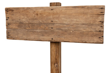 empty brown weathered wood sign board on white background, PNG