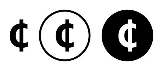 Cedi signs vectors. flat and stroke versions