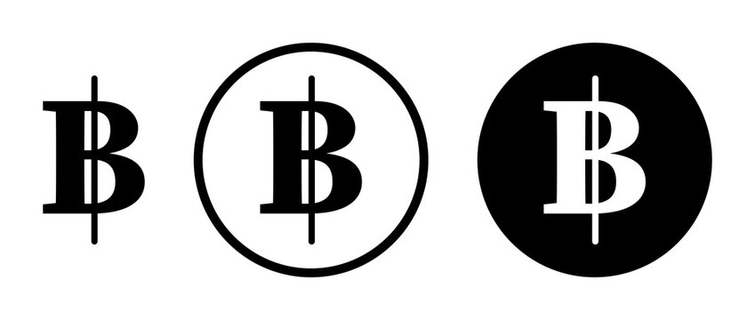 Baht signs vectors. flat and stroke versions