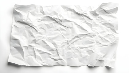 Blank paper sheet with creases isolated on white, top view