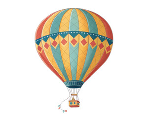 Fototapeta premium Colorful Vintage Hot Air Balloon with Striped Pattern Floating in the Sky