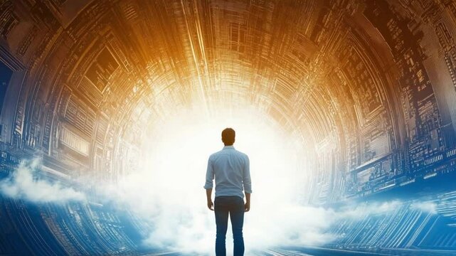 Man Entering Digital Portal