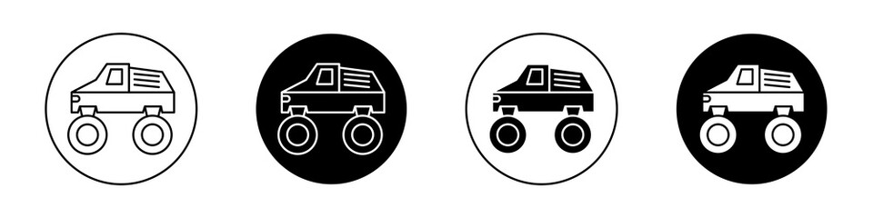 Monster truck flat illustration of vector icon on white background.