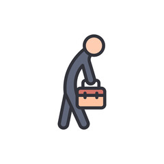 Stylized Figure Depicting Burden Carrying a Briefcase With Exhaustion