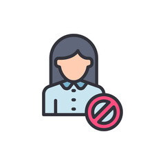 Woman Avatar With Restriction Symbol Representing Prohibition Or Denial
