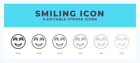 Happy icon symbol. Isolated. Vector illustration with editable stroke.
