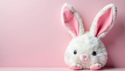 Obraz premium Adorable plush Easter bunny ears, perfect for springtime crafts and decorations Soft, fluffy texture, pink interior , soft, headband, pink